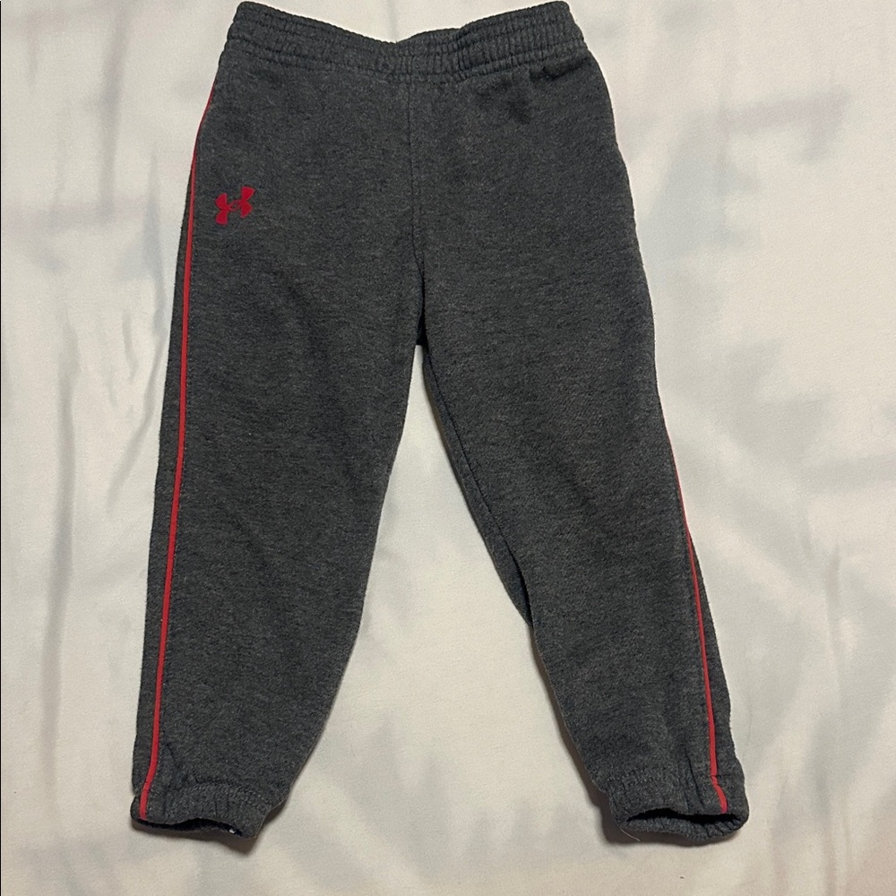 Under Armour Kids Charcoal Joggers with Red Accent Size 24 Months